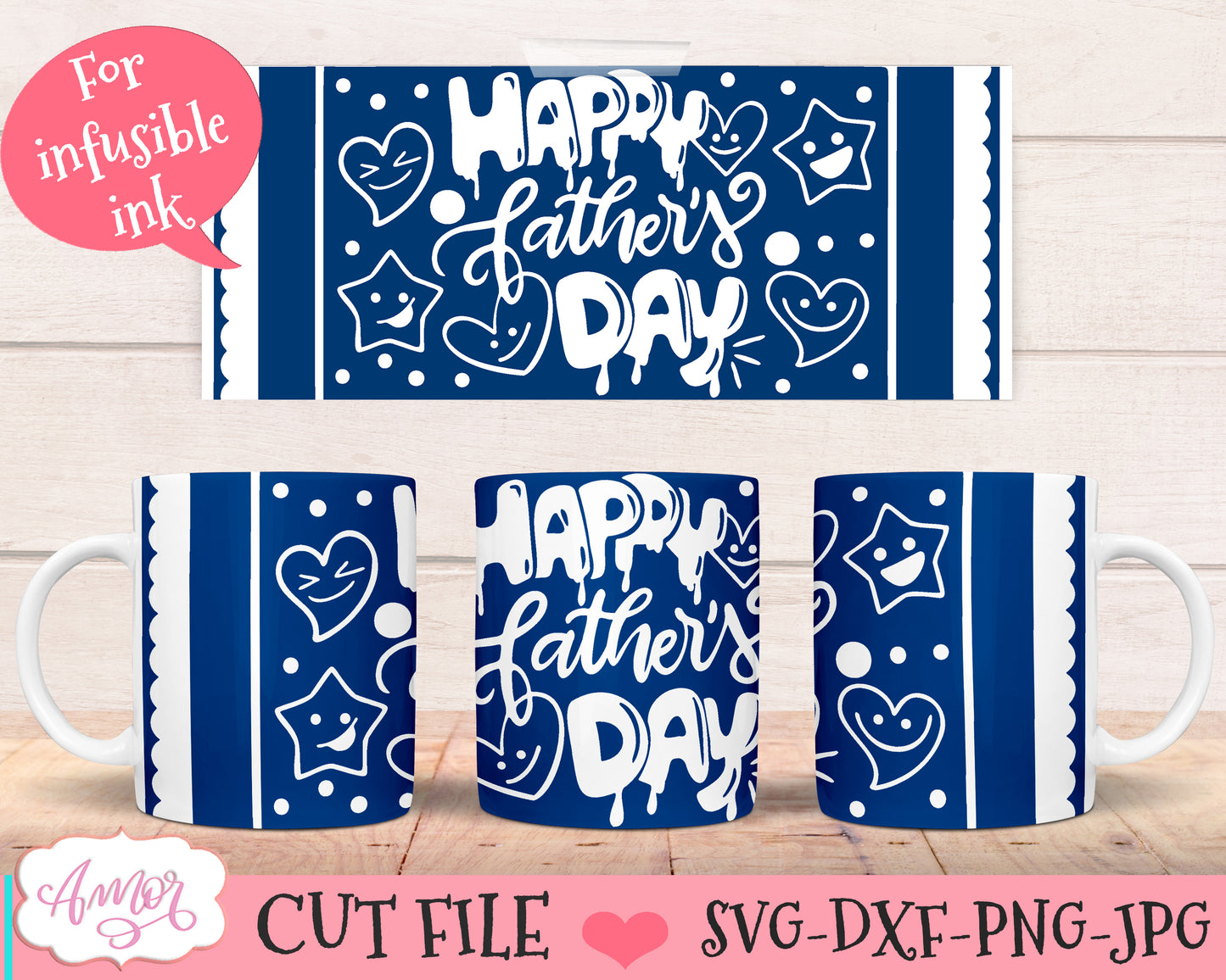 "Happy Father's day" mug SVG for Cricut infusible ink sheets