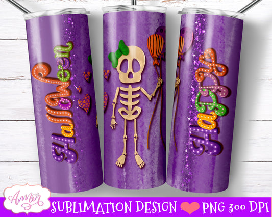 Happy Halloween tumbler wrap PNG for sublimation