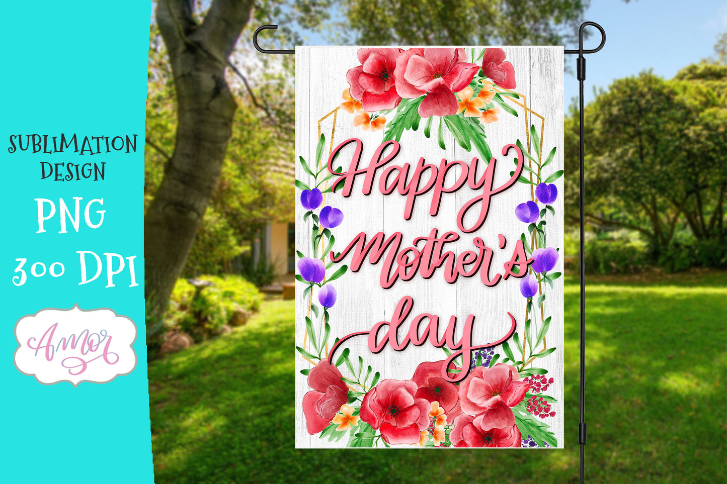 Happy Mother's day garden flag PNG for sublimation