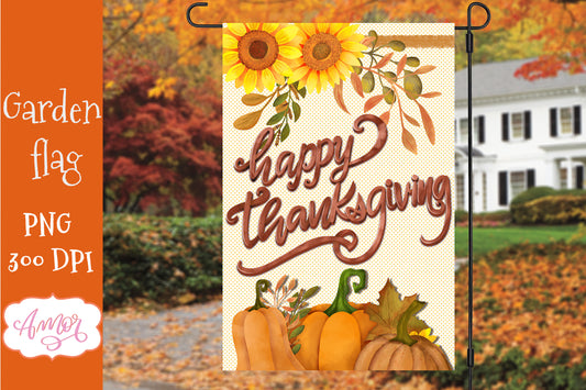 Happy Thanksgiving garden flag sublimation design