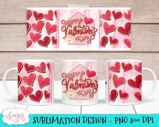 Happy Valentine's Day Mug Wrap for Sublimation