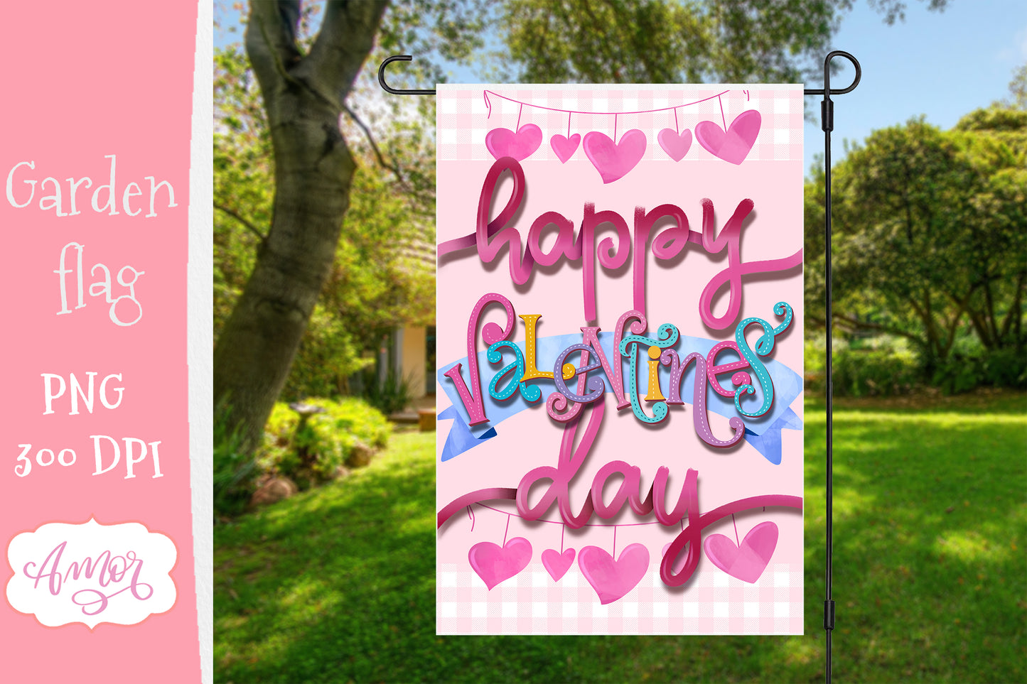 Happy Valentines day garden flag sublimation PNG