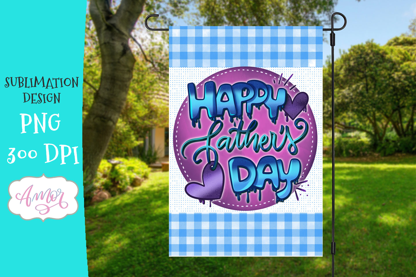 Happy father's day garden flag sublimation PNG