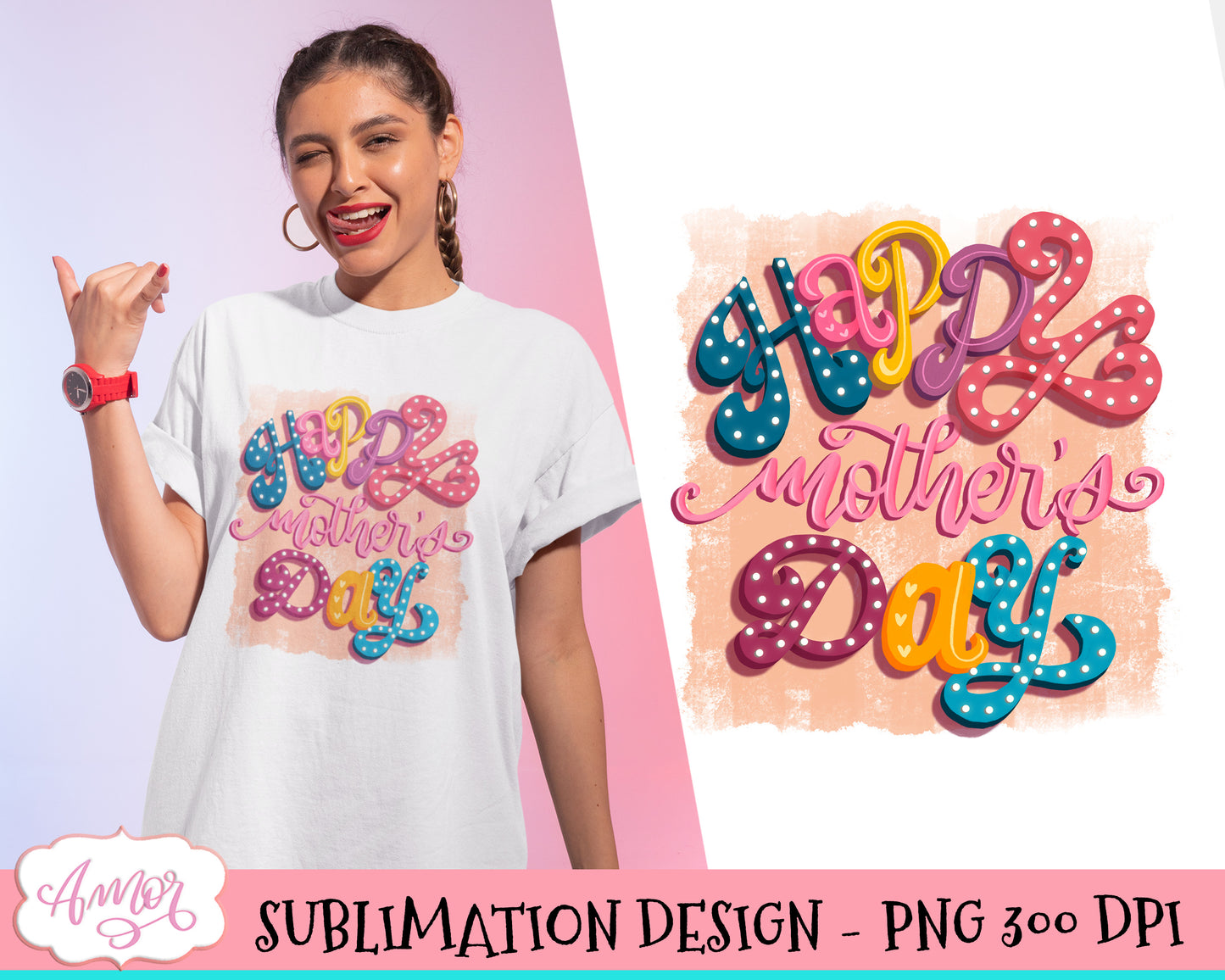 Happy mothers day sublimation design for T-shirts