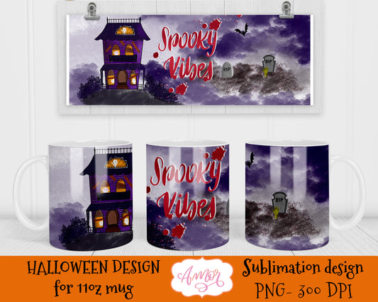 Haunted House design for 11oz Mug Sublimation