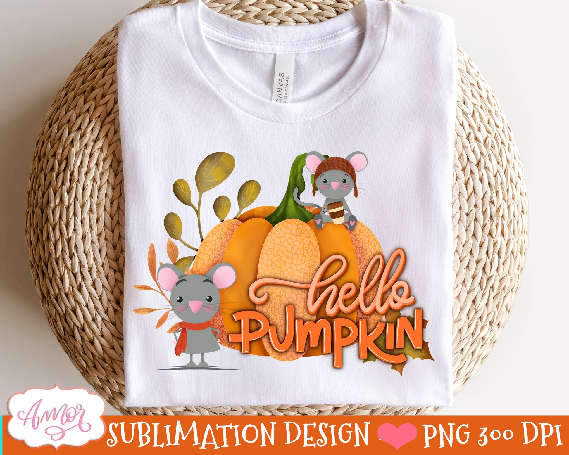 Hello pumpkin PNG for Sublimation Cute fall design PNG