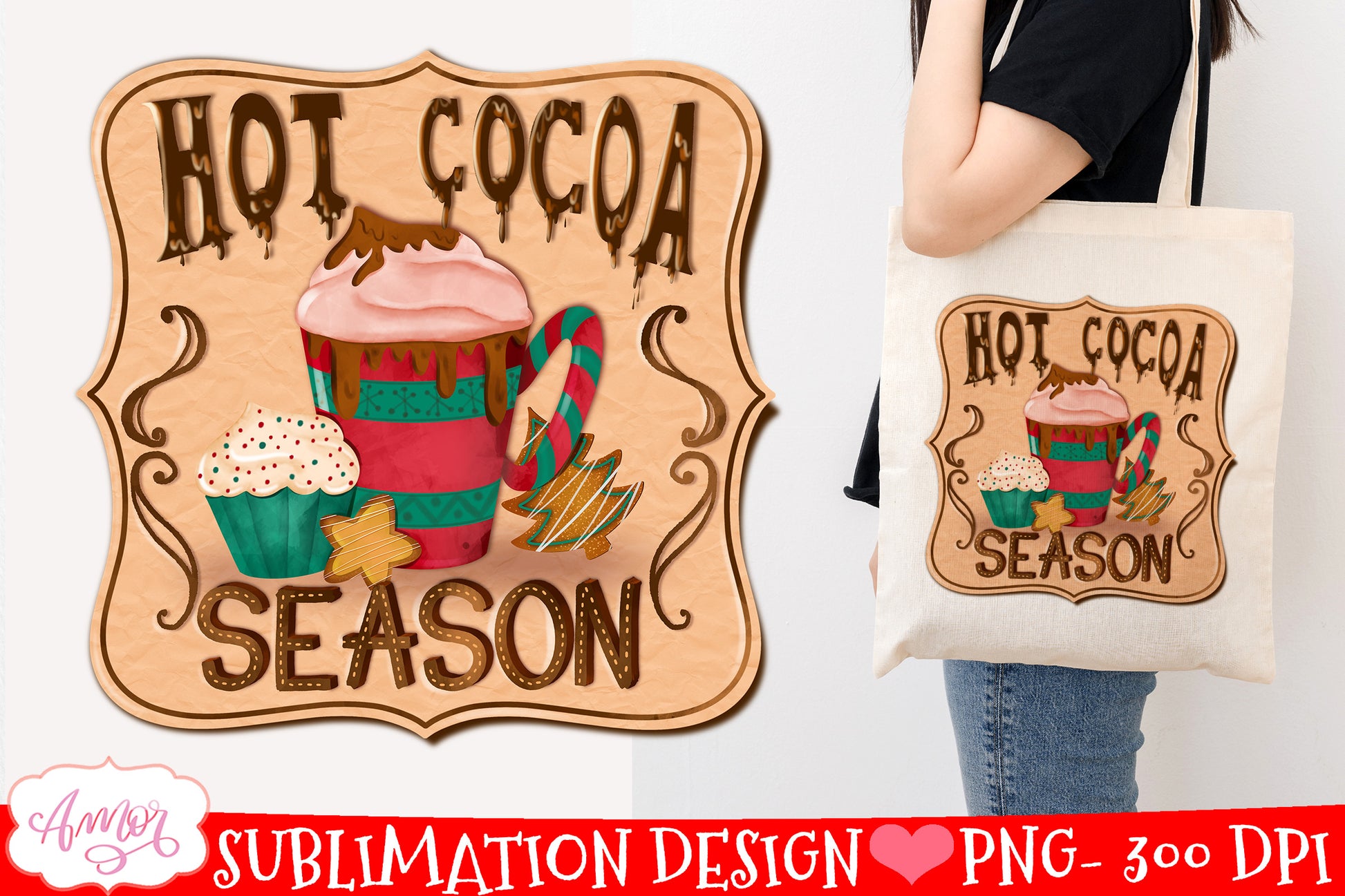 Hot cocoa season sublimation PNG Christmas cocoa PNG design