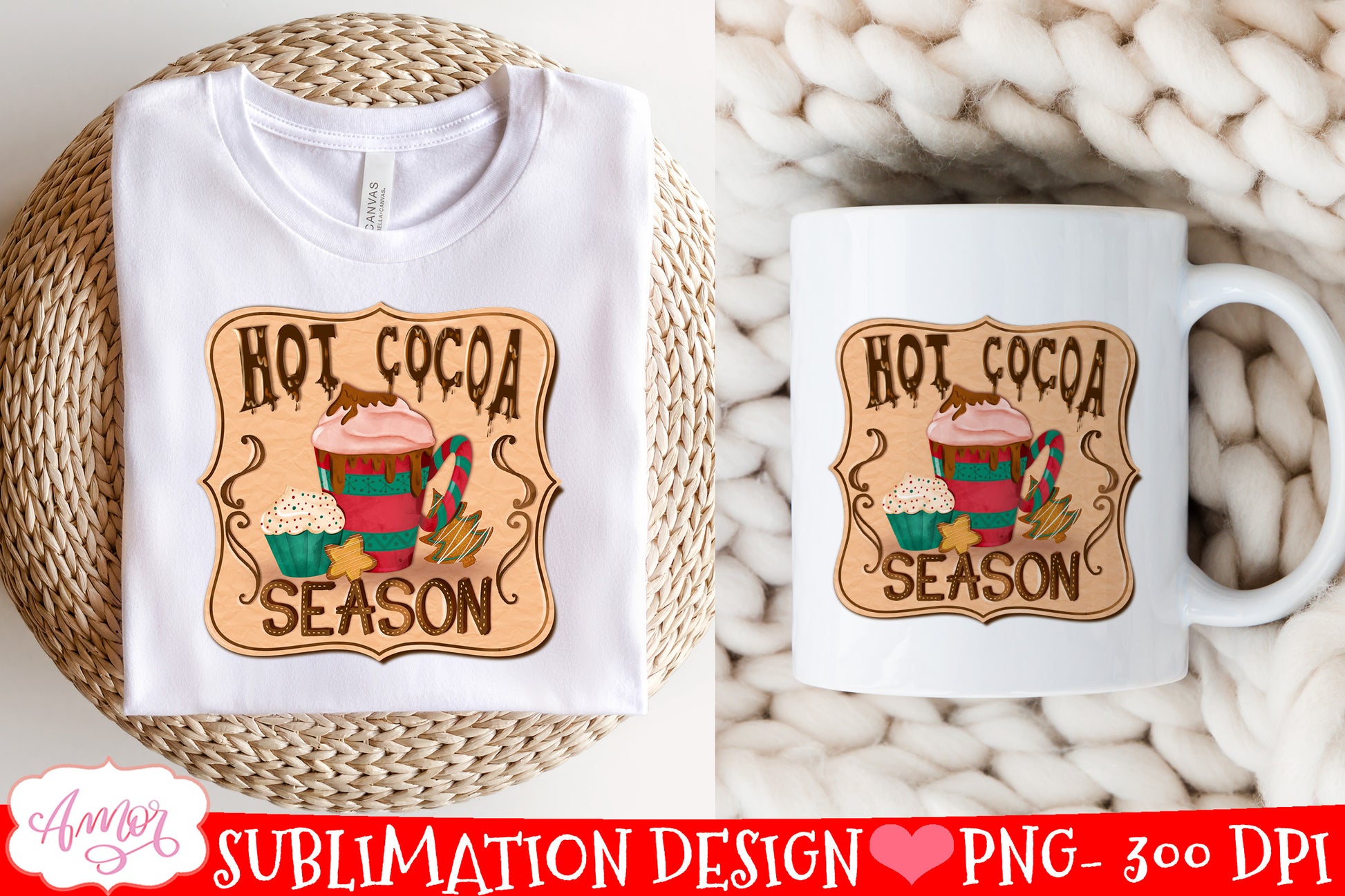 Hot cocoa season sublimation PNG Christmas cocoa PNG design