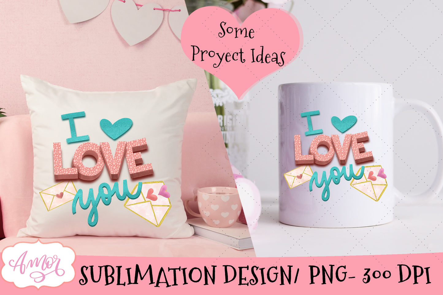 I Love You PNG design for sublimation