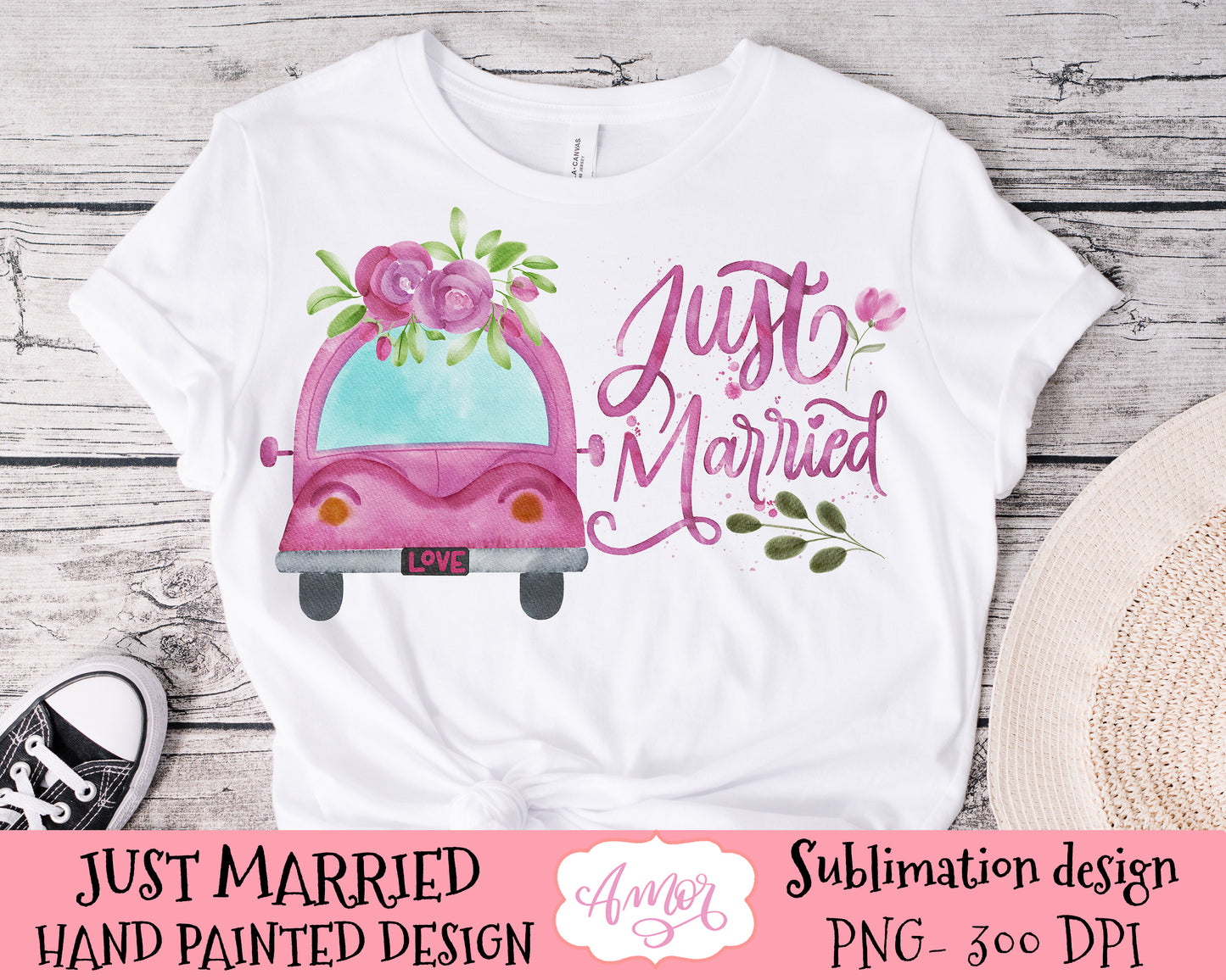 Just Married sublimation design