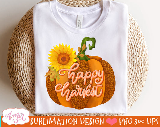 Leopard pumpkin PNG for Sublimation Happy Harvest PNG