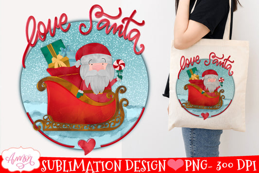 Love Santa PNG for sublimation  Cute Christmas design