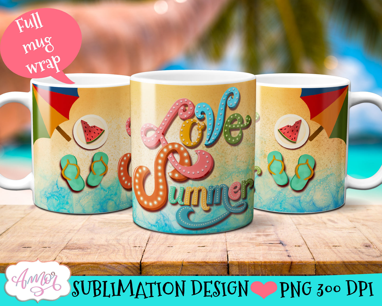 Love Summer Mug Wrap for Sublimation