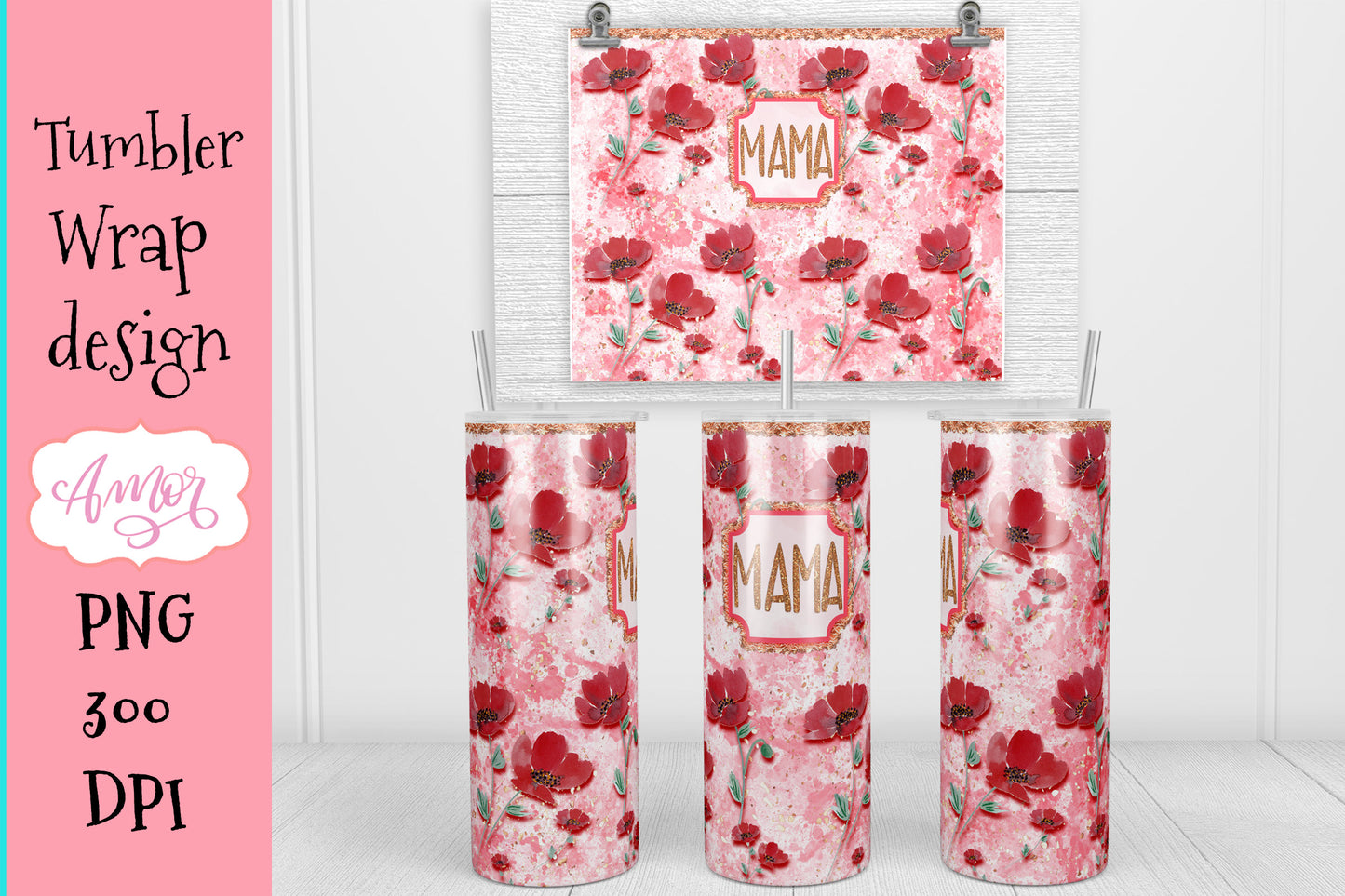 Mama Tumbler PNG Design for Sublimation