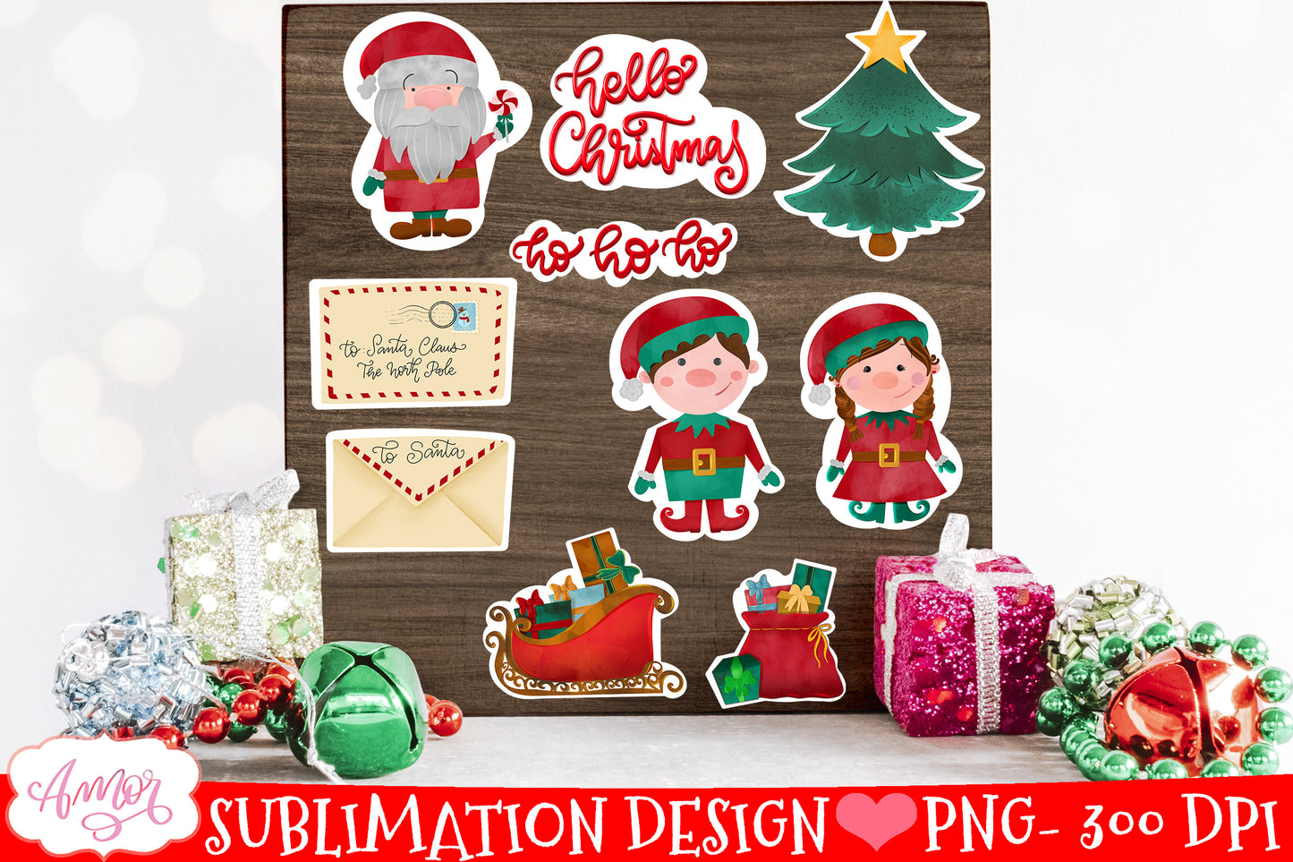 Cute Christmas stickers for print then cut