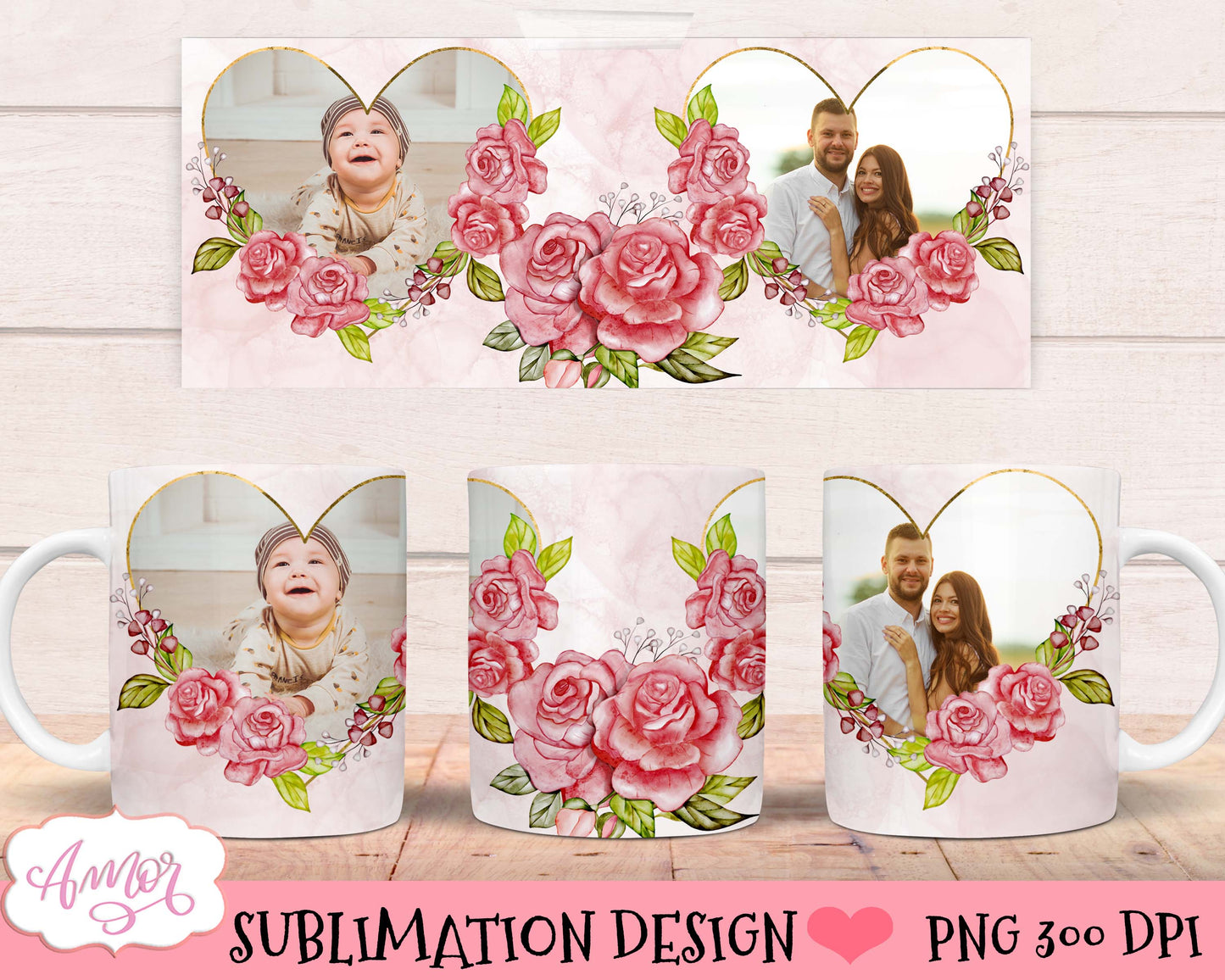 Floral photo mug sublimation Bundle