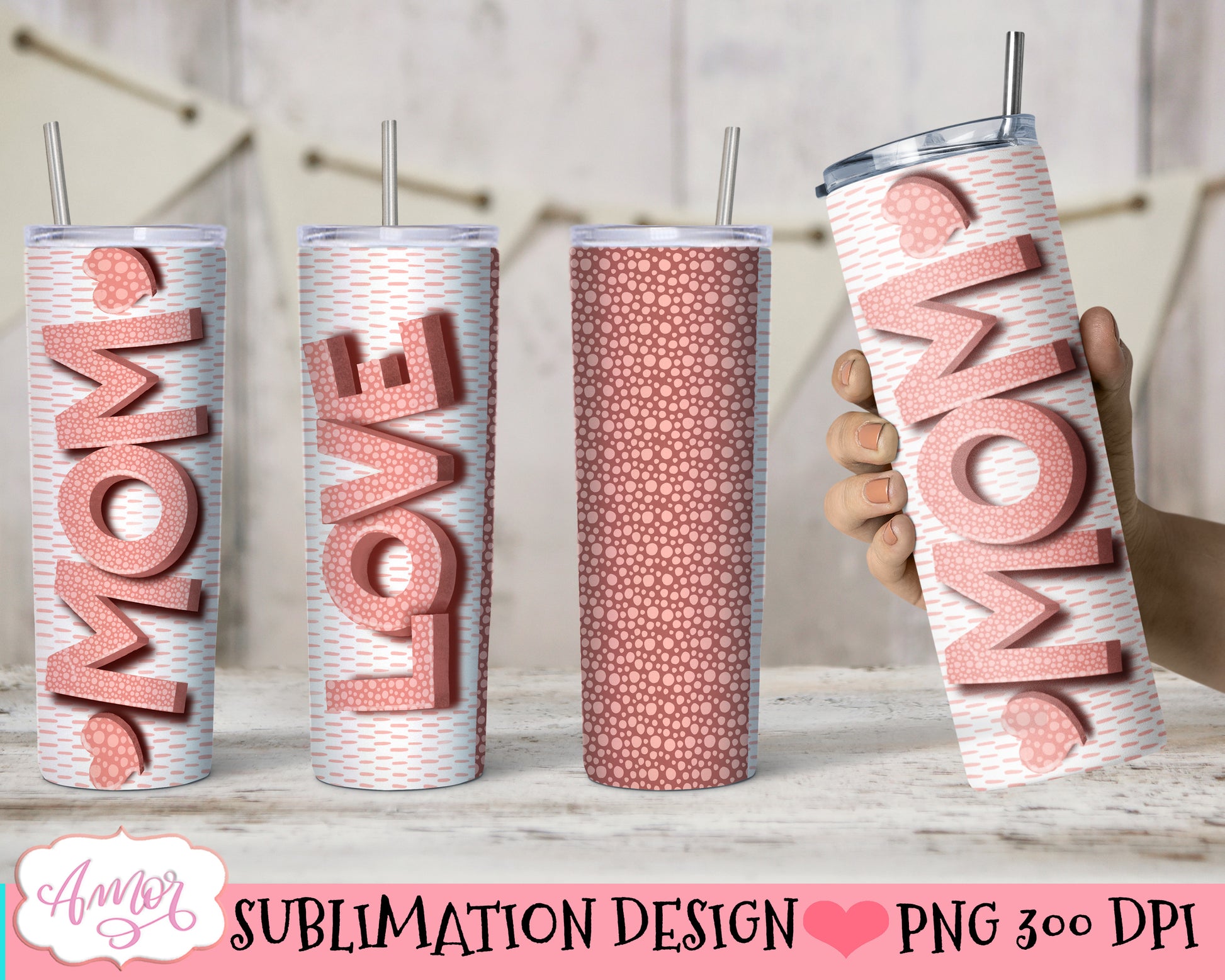 Mom Love Tumbler Wrap for Sublimation