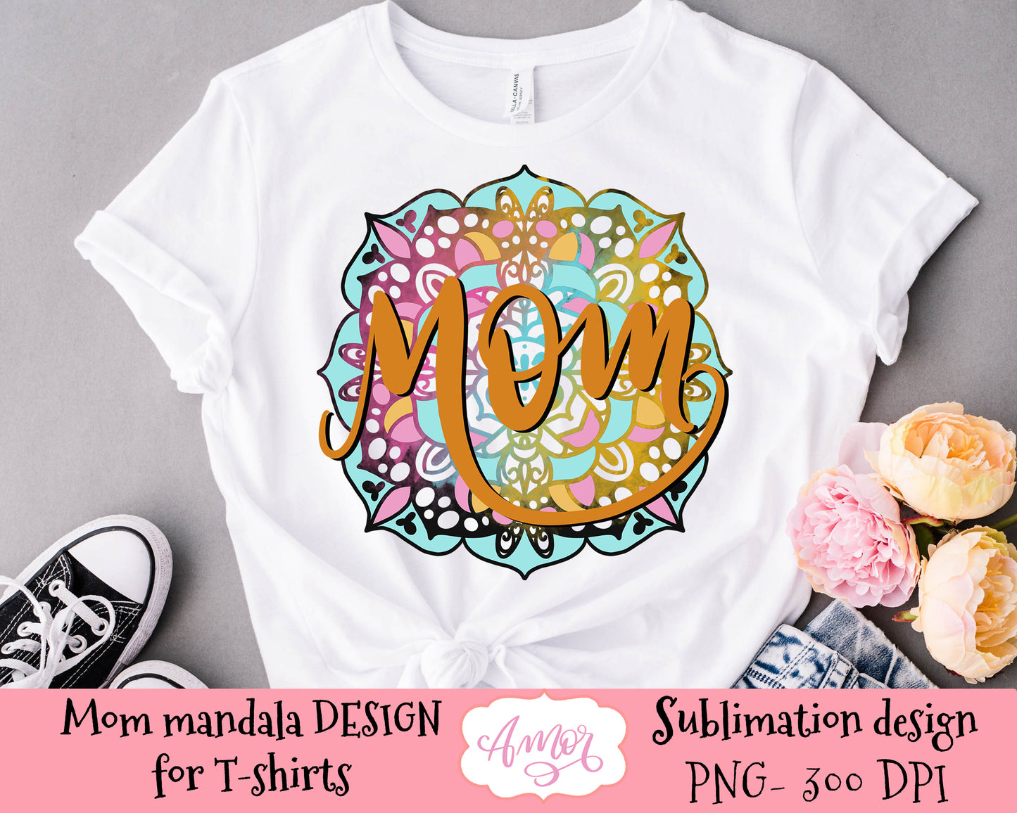 Mom Mandala sublimation design for T-shirts