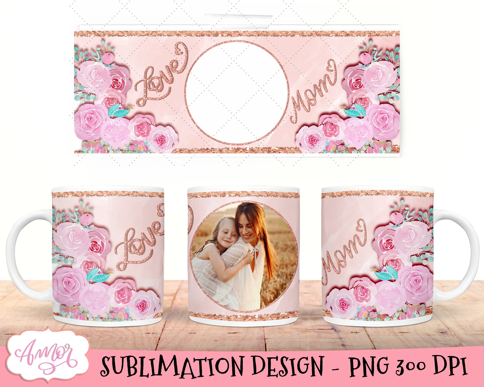 Mom Photo Mug Template for sublimation