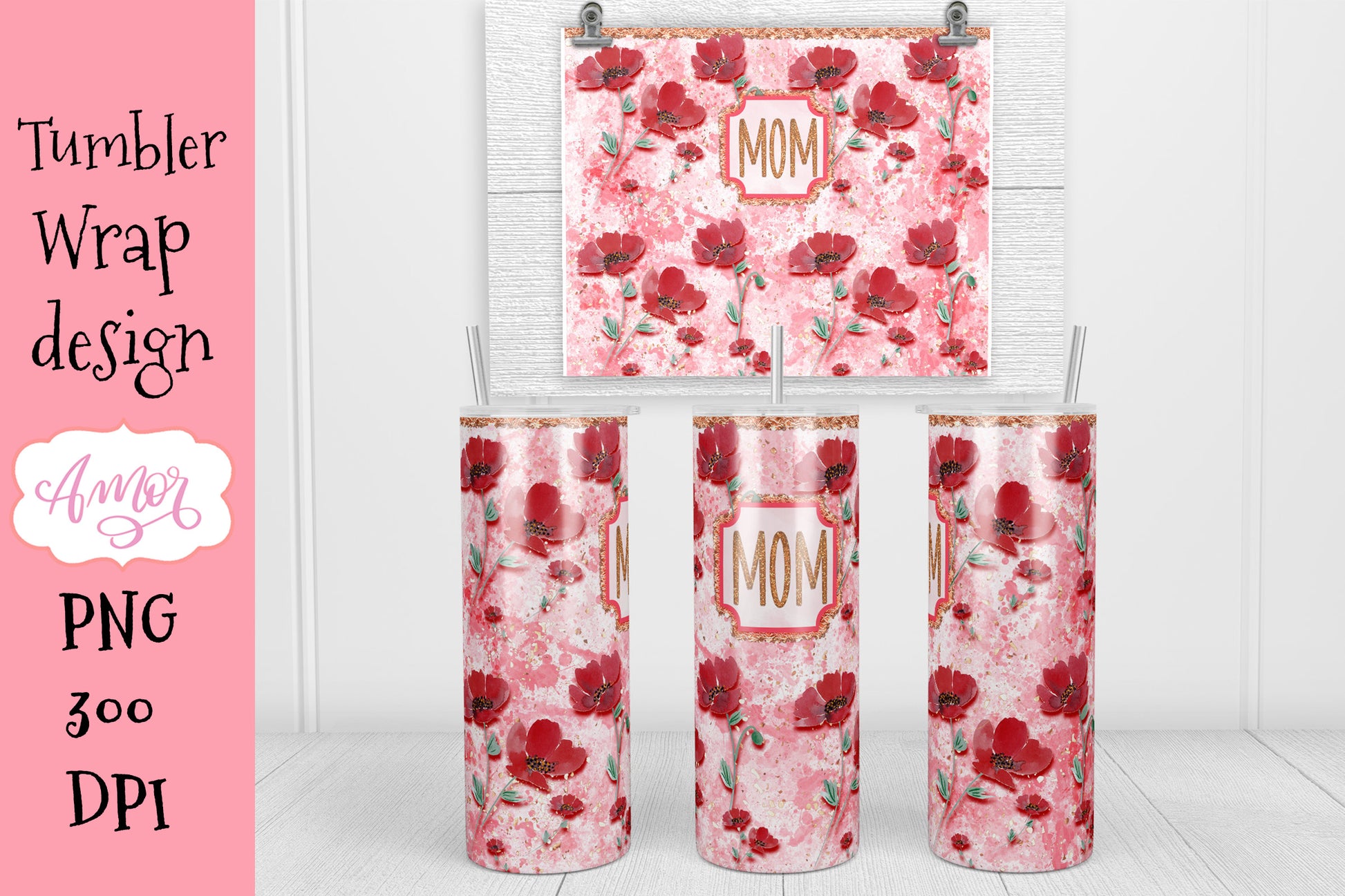 Mom Tumbler PNG Design for Sublimation