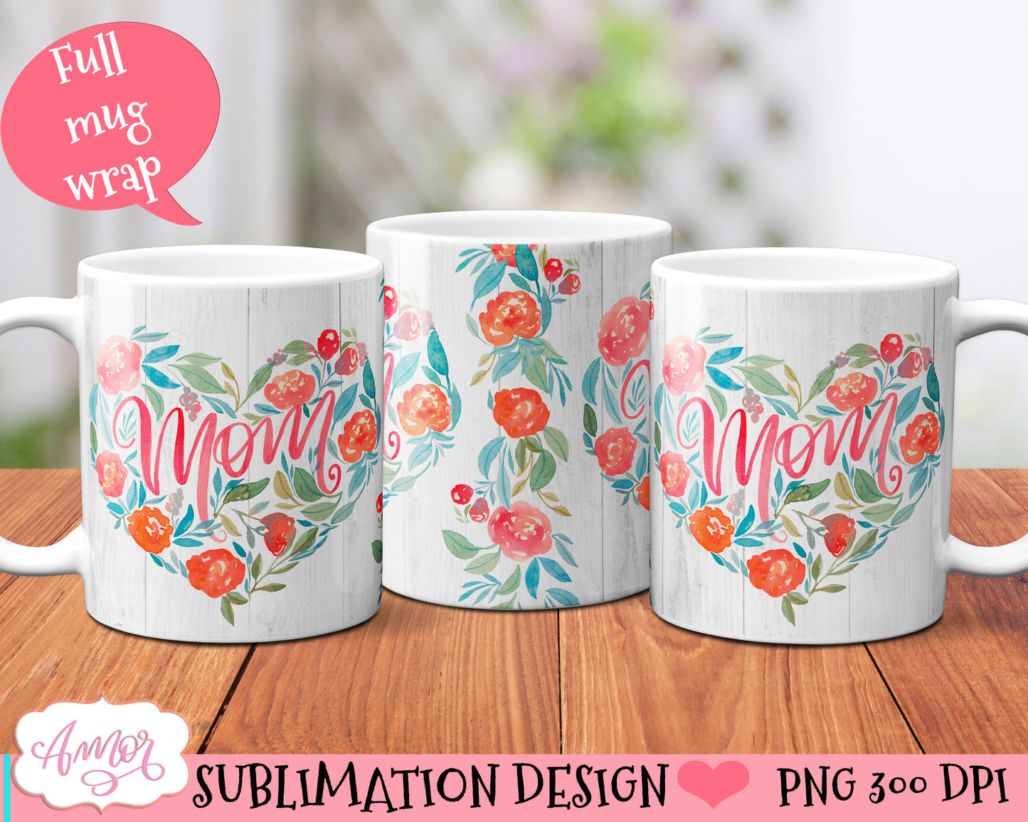 Mom mug wrap PNG | Mother's day sublimation design for mugs