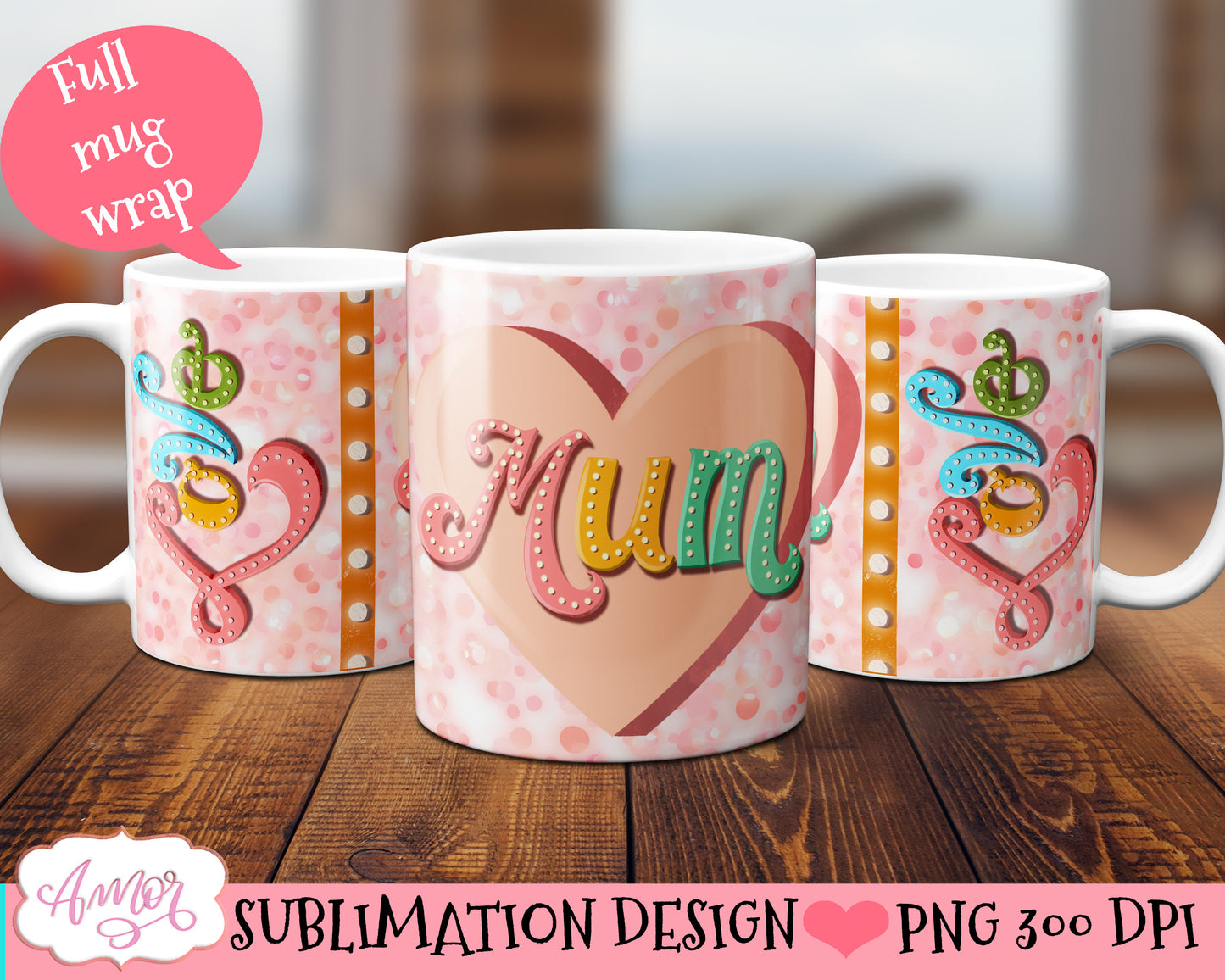 Mom mug wrap PNG for sublimation