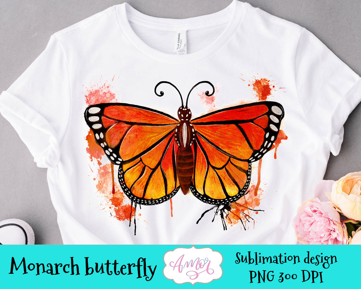 Monarch Butterfly sublimation design for T-shirts