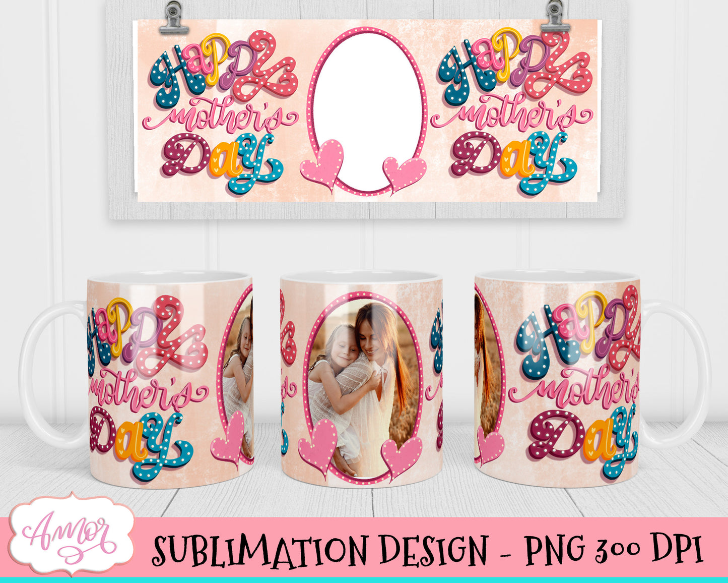 Mother's day photo mug wrap for sublimation