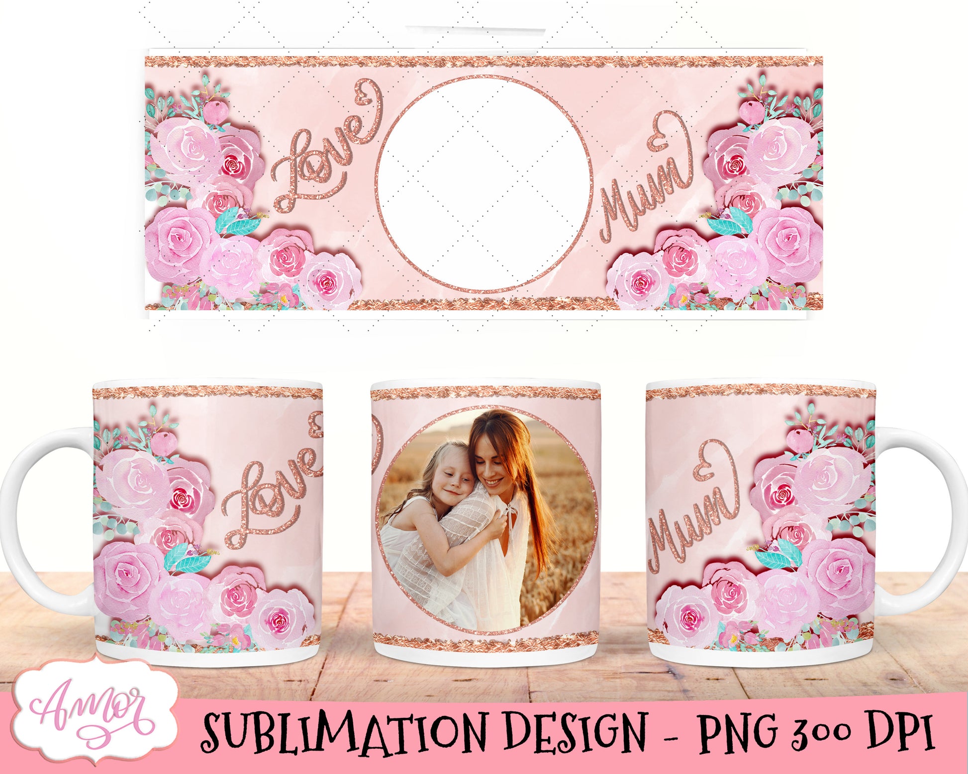 Mum Photo Mug Template for sublimation