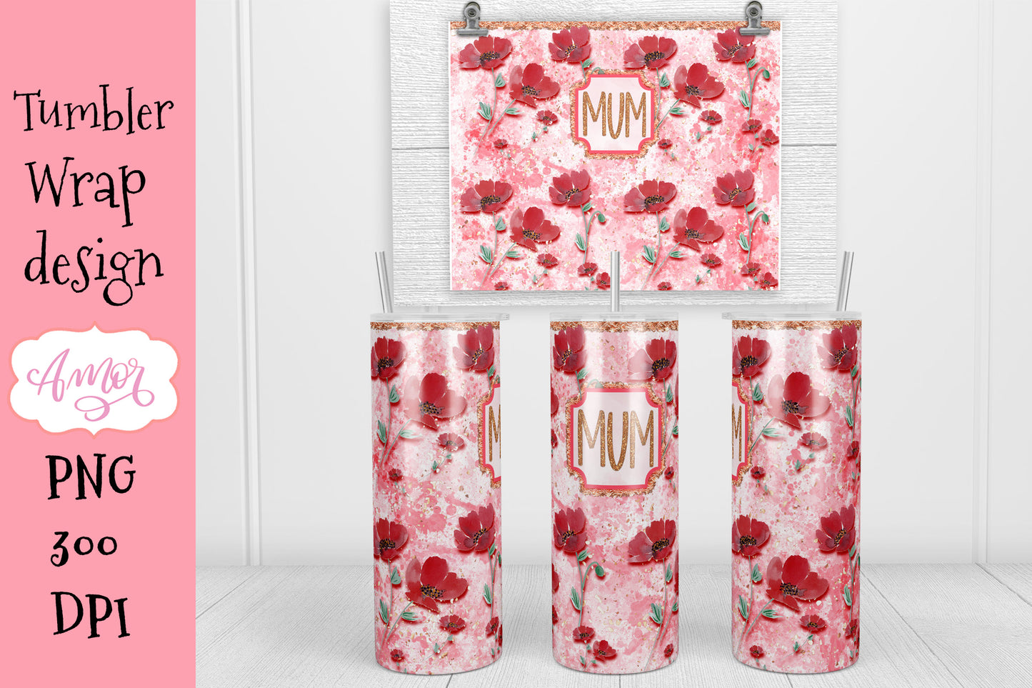 Mum Tumbler PNG Design for Sublimation