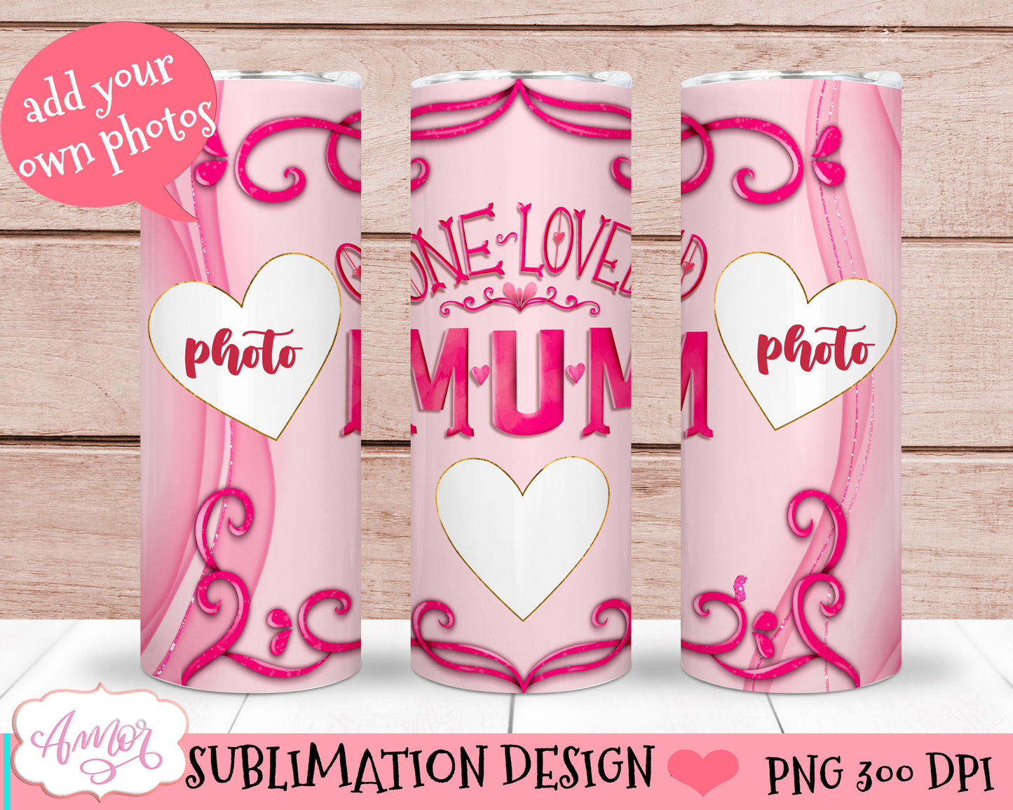 Mum photo tumbler wrap for sublimation for Mothers day