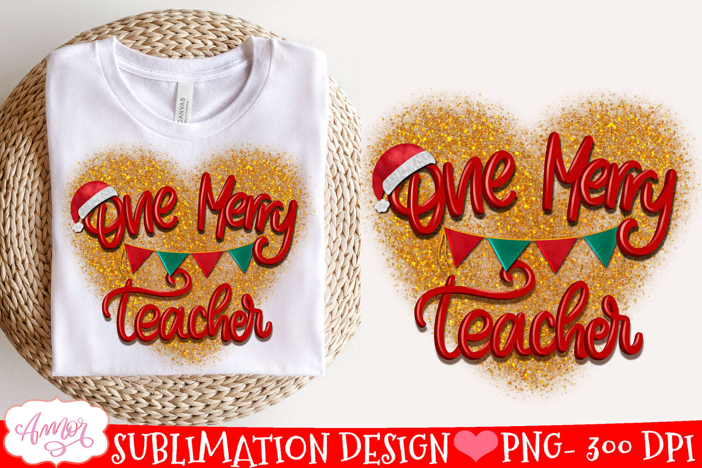 One Merry Teacher PNG for Sublimation