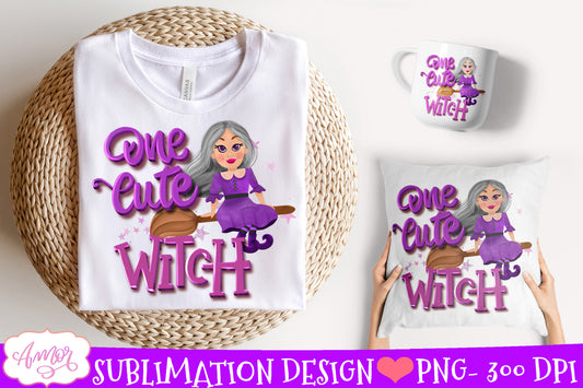 One cute witch Sublimation PNG | Cute Halloween png for kids