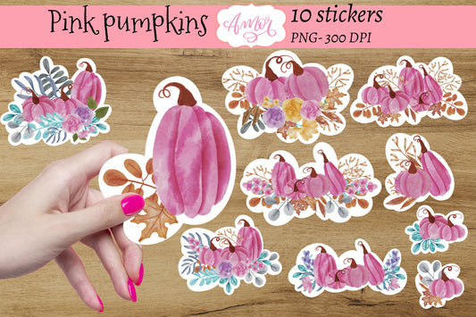 Pink Pumpkin Stickers for print then cut
