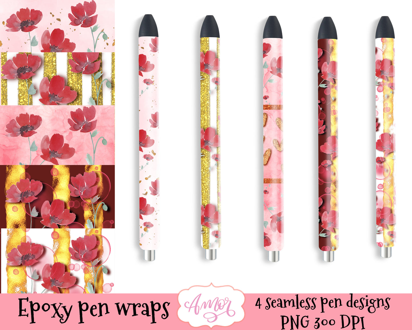 Poppy Flowers Pen Wraps