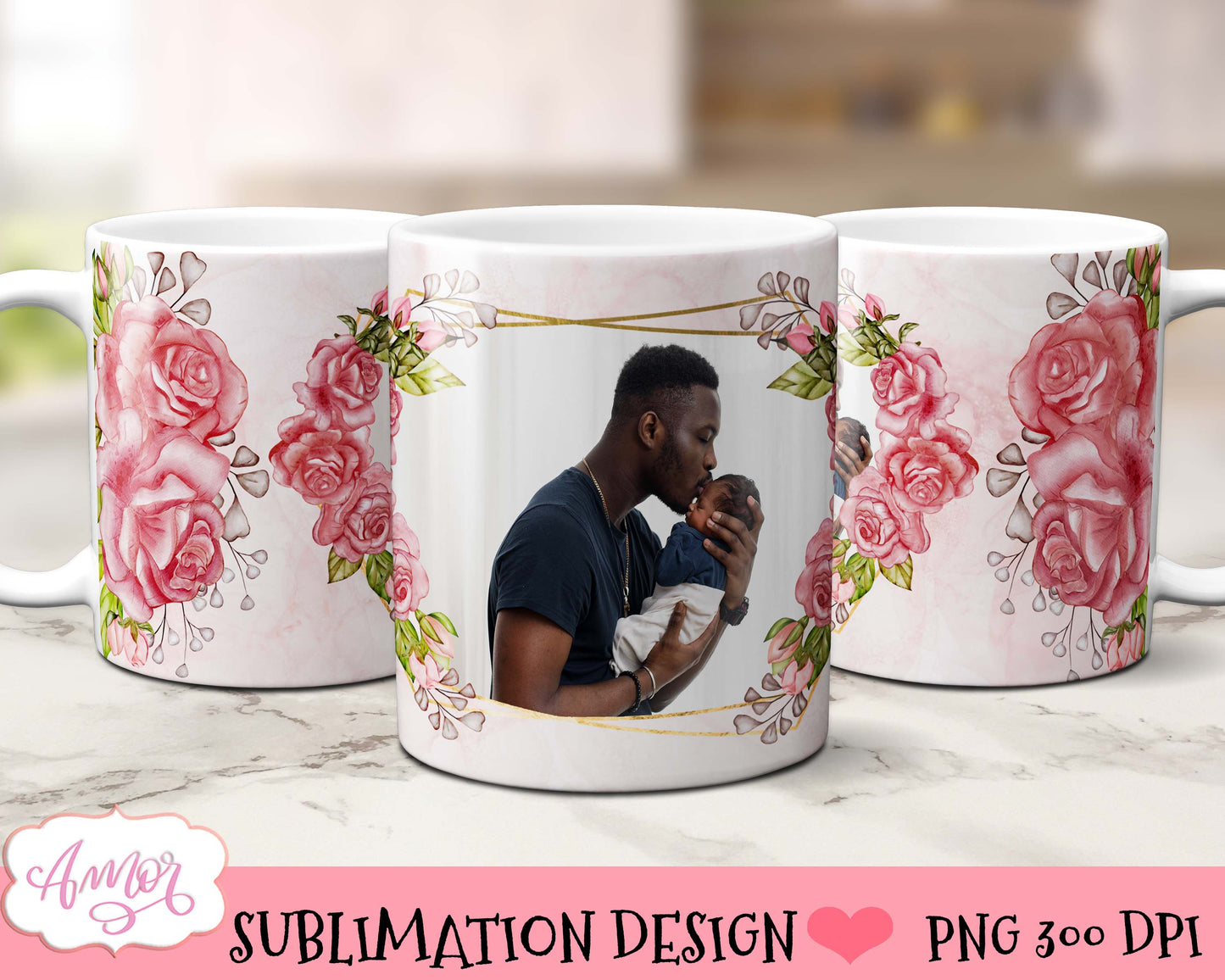 Floral photo mug sublimation Bundle