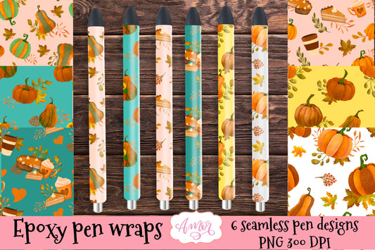 Pumpkin pen wraps  Fall epoxy pen wrap 6 PNG designs