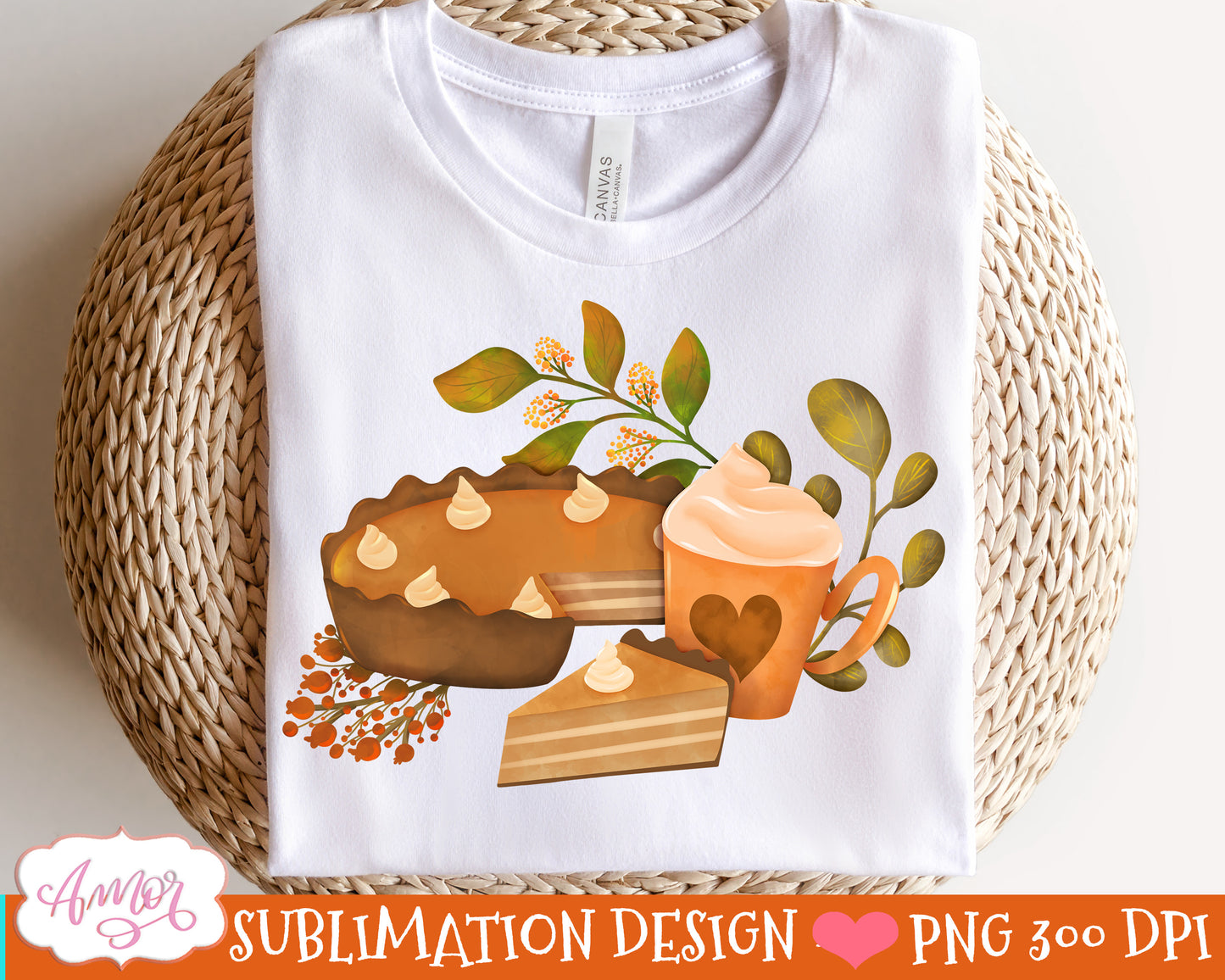 Pumpkin pie PNG for Sublimation Thanksgiving pie design