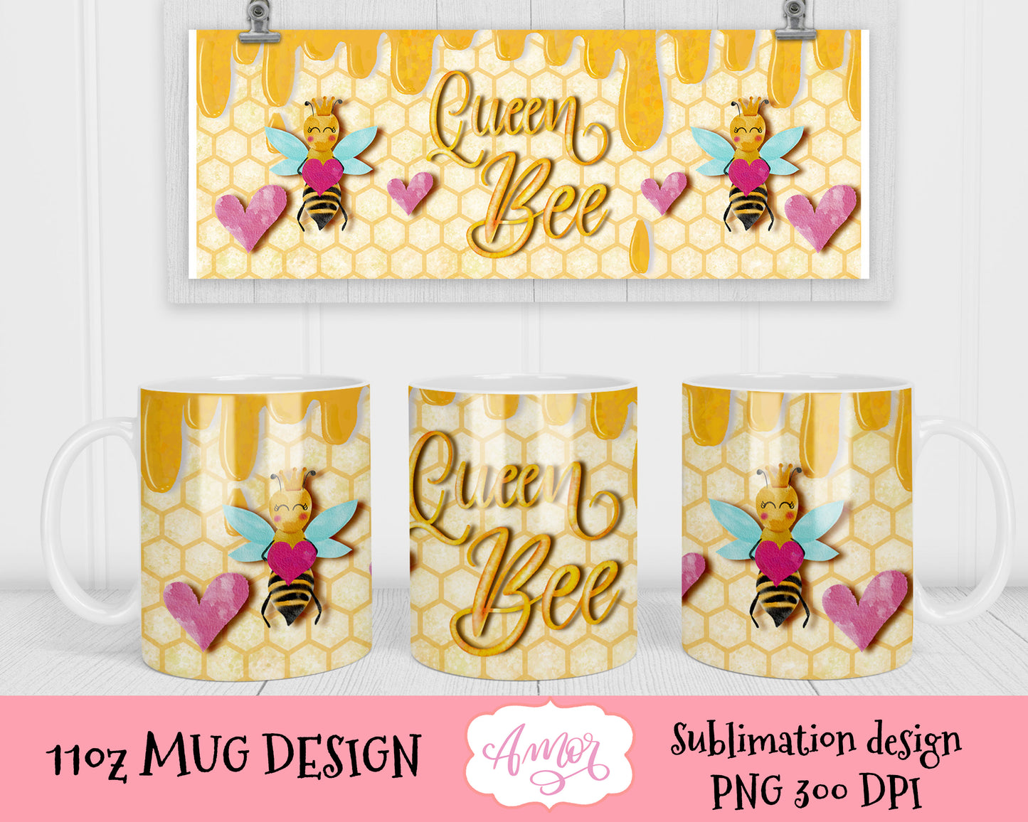 Queen Bee Mug sublimation template