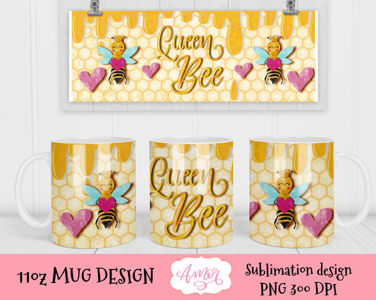 Queen Bee Mug sublimation template