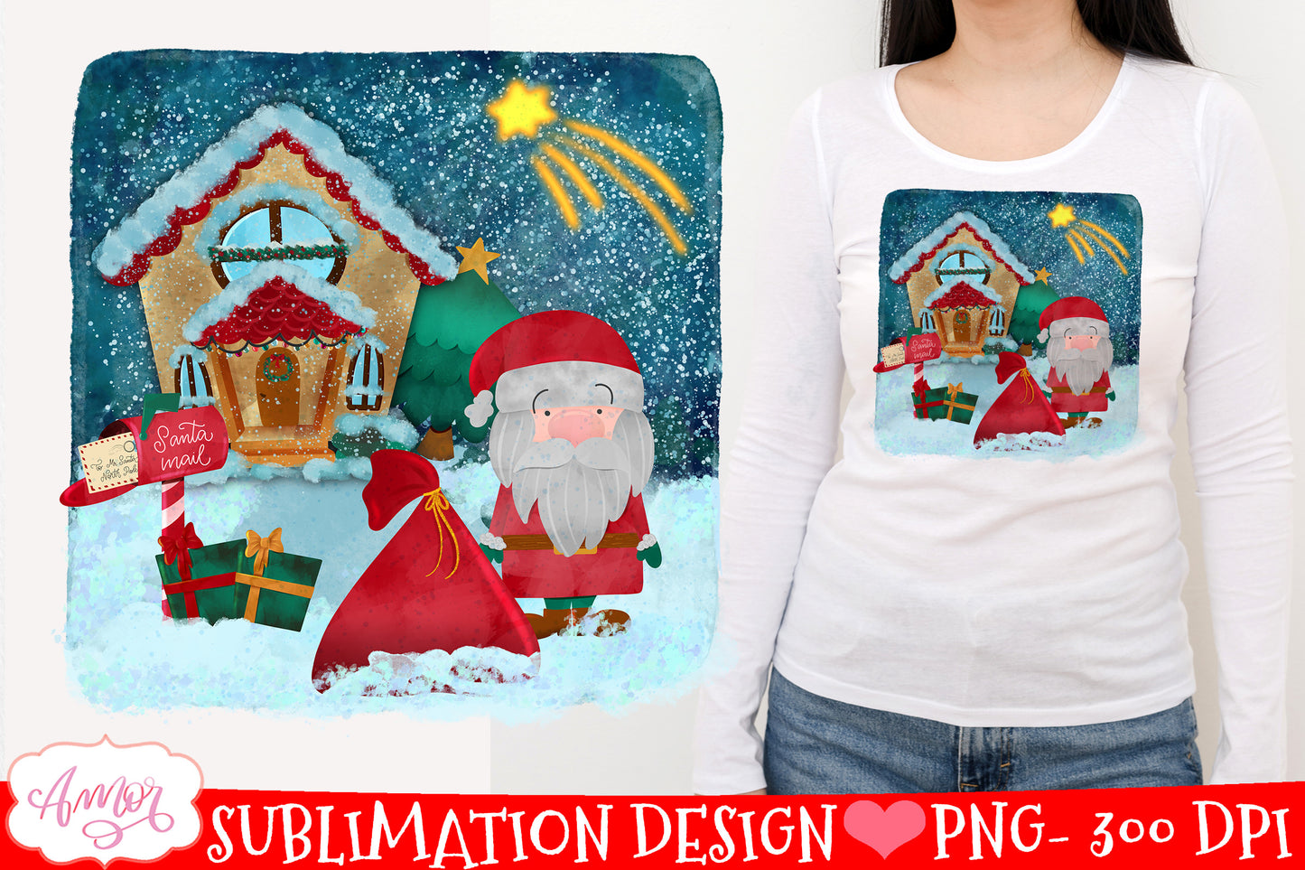 Santa PNG for sublimation  White Christmas design