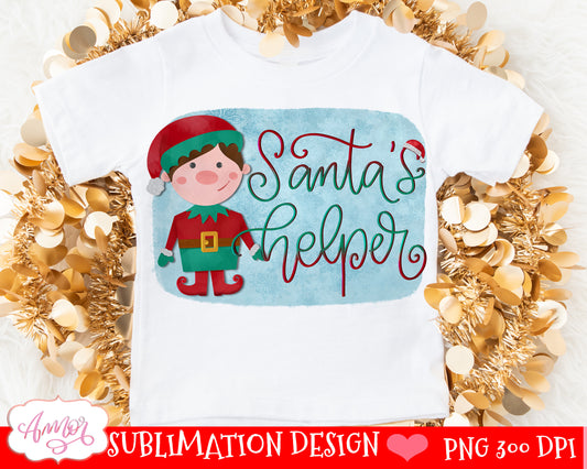 Santa’s Helper sublimation PNG for Boys Christmas T-shirt