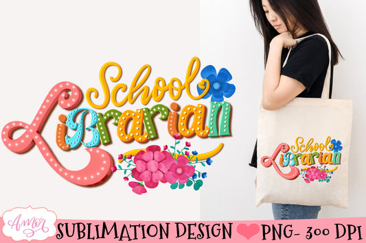 School librarian Sublimation Design PNG