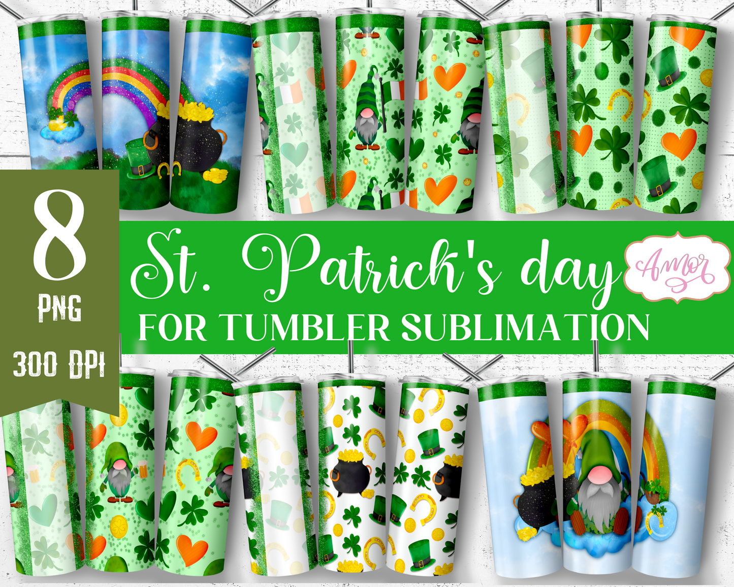 St. Patrick's Day tumbler wrap for sublimation BUNDLE