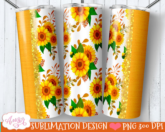 Sunflower 20 oz tumbler PNG sublimation design