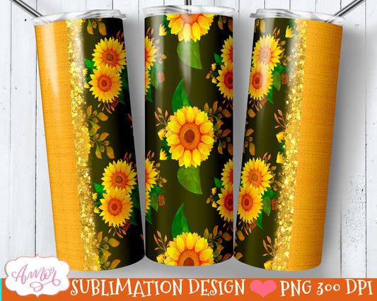 Sunflower tumbler wrap for sublimation