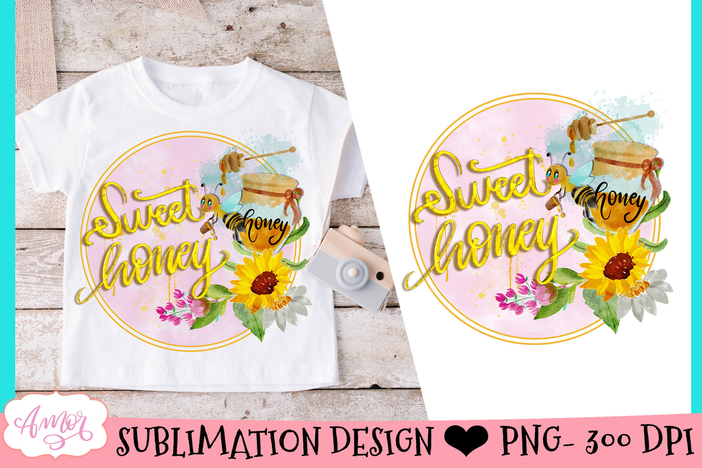 Sweet honey sublimation design for T-shirts