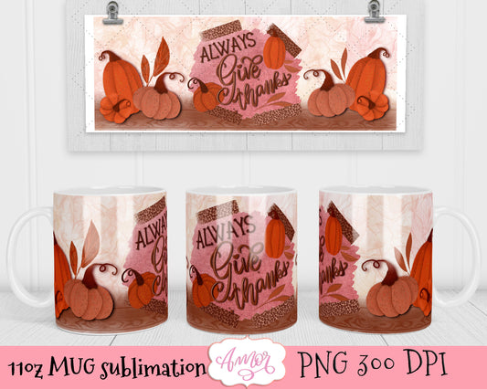 Thanksgiving mug sublimation design