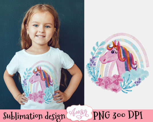 Unicorn Head sublimation design for T-shirts