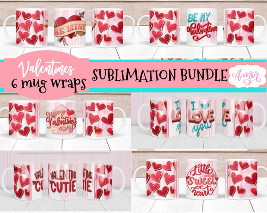 Valentines Mug Wraps for Sublimation Bundle